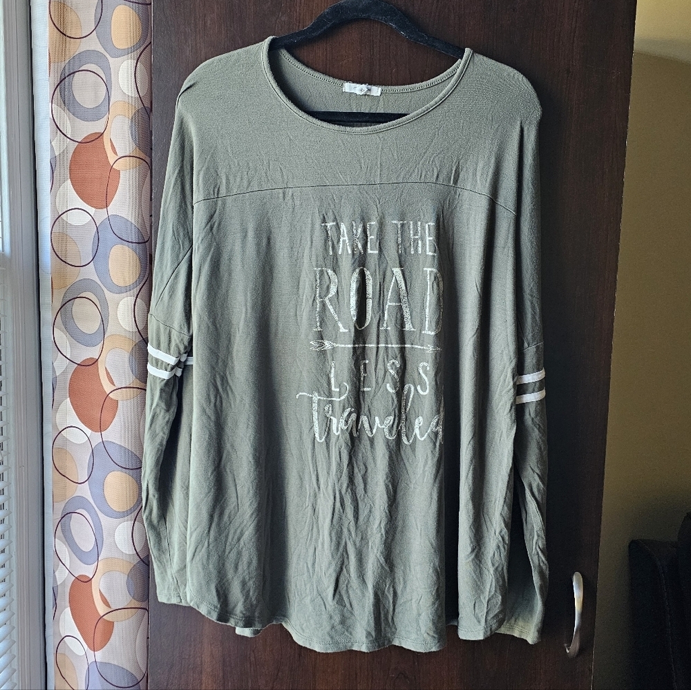 Maurices Sage Green Graphic Long Sleeve Tee
